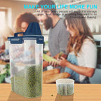 Rice Airtight Dry Food Storage Containers, BPA Free Plastic Storage Bin Dispenser with Pourable Spout, Measuring cup for Cereal, Flour and Baking Supplies Blue