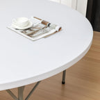 BTEXPERT 60 Inch Round Plastic Folding Table, Commercial Grade, Seats 8-10, Indoor Outdoor Banquet Wedding Party Event Dining White