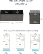 GLAXYFUR 43 Inches Folding Storage Ottoman Bench, Storage Chest, Grey