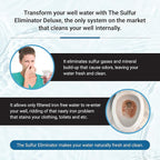 Deluxe Well Water Filter System, Eliminate Rotten Egg & Sulfur Smell, Remove Iron & Sediments, Works on Any Size Well 4" & Above