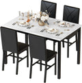 Hooseng Dining Table Set for 4 Faux Marble Kitchen Table and Chairs Set of 4,5 Piece with PU Leather Upholstered Dinner Chairs for Compact Dining Room,Small Space,Black
