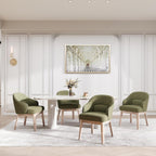 MALOL Dining Chairs Set of 4 with Lumbar Support,Fabric Upholstered Kitchen Chairs with Wooden Legs,Green