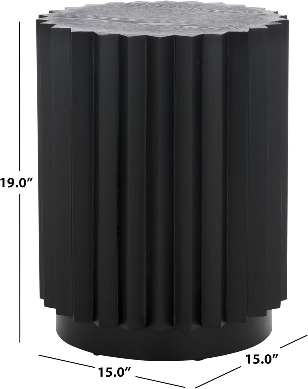 SAFAVIEH Home Collection Arashi Black Round Cylinder Pedestal End Table (Fully Assembled)