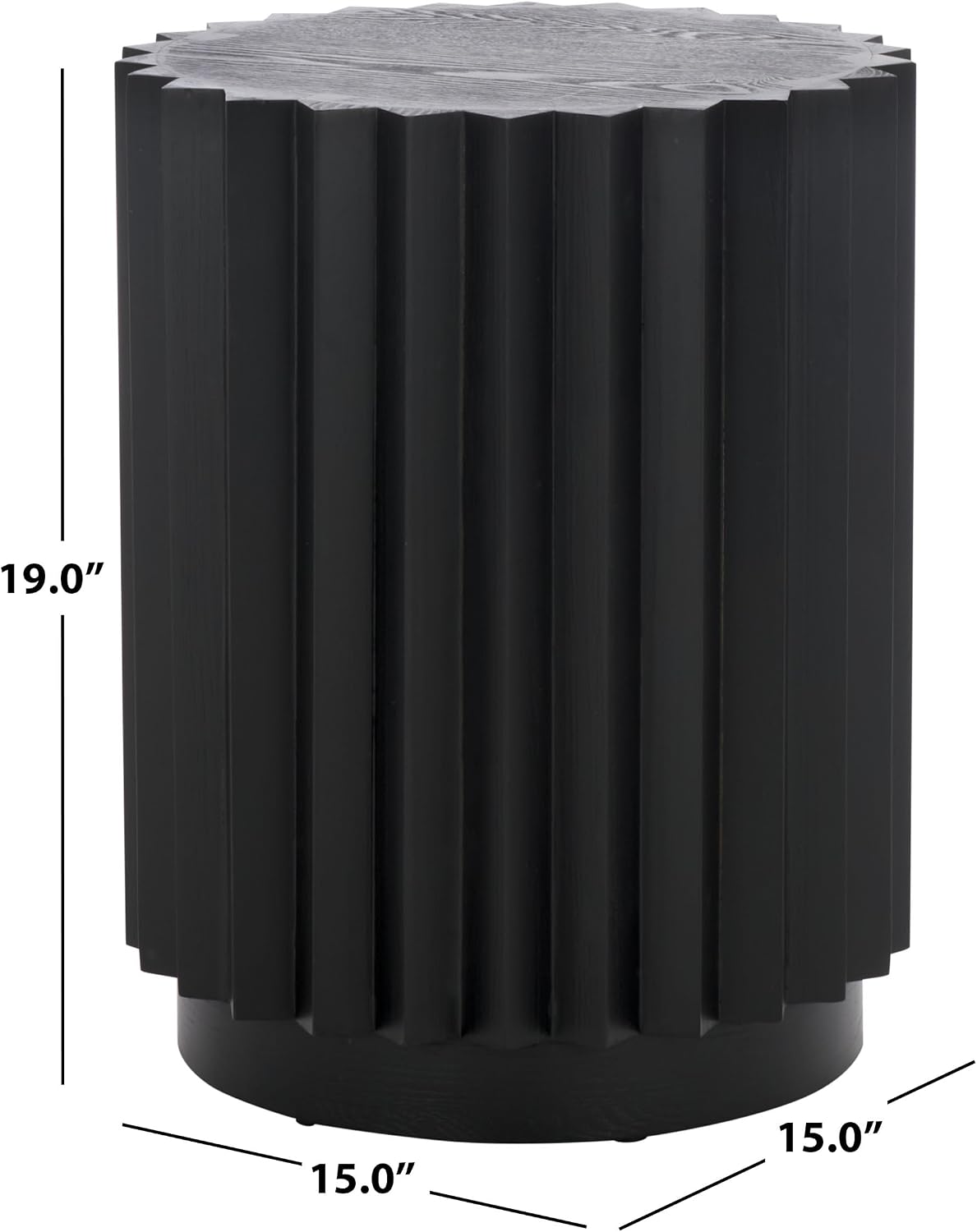SAFAVIEH Home Collection Arashi Black Round Cylinder Pedestal End Table (Fully Assembled)