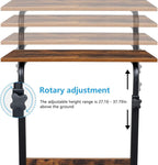 End Table,Mobile Side Table, Mobile Laptop Desk Cart, Adjustable Over Bed Table with Wheels for Sofa, Couch Deak for Sofa Laptop Coffee Snack, for Living room Bedroom, 23.62 x 15.74 x 27.16-37.79 in
