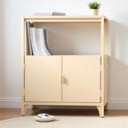 Yellow Metal Folding Storage Cabinet, Morden Foldable Sideboard, Powder Coated Steel Entryway Console Cabinet for Patio Outdoor Indoor Kitchen Bathroom, 5mins Assembly with Bolt