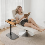 ZEAPTAC C-Shaped Side Table, 360° Swivel Height Adjustable, Lightweight Portable TV Tray Snack End Table for Couch Sofa Bed Small Spaces-Dark Brown Wood