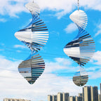 Hanging Wind Spinners,3D Spiral Highly Reflective Stainless Steel Metal Wind Spinner Outdoor Garden Decor,Decorations to Scare Away Yard Birds12in 2Pcs