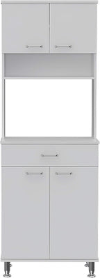Kitchen Pantry with Countertop, Closed & Open Storage -White