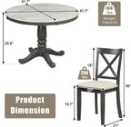 Merax 5 Piece Dining Table Set for 4, Solid Wood Kitchen Table Set with 4 Upholstered Chairs for Kitchen, Dining Room, Living Room, Grey