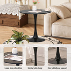 SoarFlash Black Round Dining Table, 24" Tulip Table 2 People Kitchen Dining Table for Living Room
