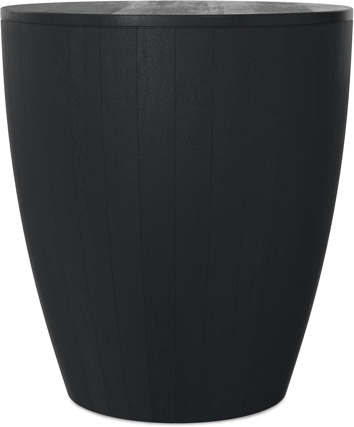 SIMPLIHOME Elmbrook End Table - 21 inch Wide Solid Mango Wood Round Drum Table with Vertical Panel Detailing in Black, Modern Nightstand or Plant Stand for Living Room or Bedroom, Assembled