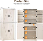 HOMPUS 71" Tall Kitchen Pantry Cabinet with Doors and Drawer, Farmhouse Storage Cabinet with Adjustable Shelves, Freestanding Wood Cupboard for Kitchen, Dining Room, Living Room, Bathroom, Off-White
