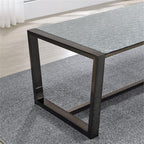 Pemberly Row Contemporary 3-Piece Coffee & End Table Set, Black Nickel Finish, Patterned Mirror Tops, Metal Sled Base with Cross Stretchers, Modern Style Living Room Furniture for Décor and Practical