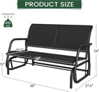 KROFEM Outdoor Glider Bench, Glider Bench for Outside Patio, Black | High Backrest and Breathable Mesh Fabric, Yard Porch Loveseat, Outside Rocking Swing Chair, Heavy Duty Metal, Clearance