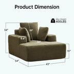 Couch Chaise Lounge Chair, 54" Oversized Cloud Sofa with Deep Seat, Plush Corduroy Reading Chair for Living Room, Bedroom, Reading Nook, Apartment, Gaming Room & Movie Nights, Green