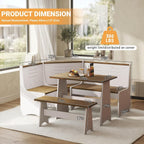 ENOR Breakfast Nook Table Set,Corner Kitchen Table for Dining Room,Brown