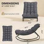 GarveeTech Outdoor Papasan Rocking Chair, Oversized Egg Rocker with Adjustable Swing & Waterproof Cushion, 450 lbs Capacity Metal Frame for Patio, Porch, Garden, Dark Gray