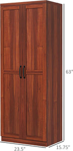 HOMCOM 63" 2-Door Kitchen Pantry 5-Tier Tan | Freestanding Storage Cabinet, Shelving, 2 Adjustable Shelves, for Dining Room