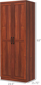 63" 2-Door Kitchen Pantry, Freestanding Storage Cabinet with 5-Tier Shelving and 2 Adjustable Shelves for Dining Room, Tan