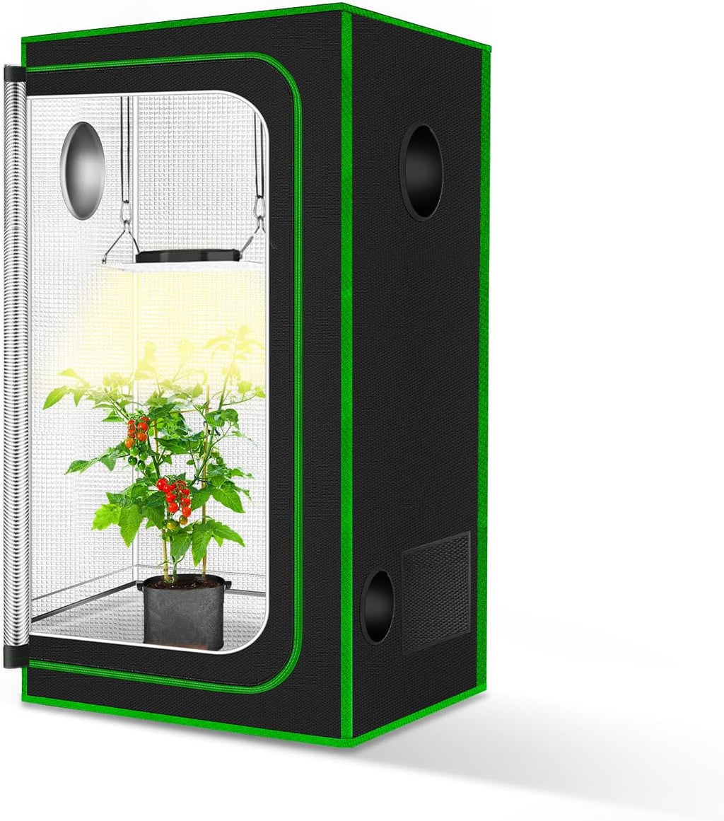 MELONFARM Small Grow Tent for Aerogarden，18”x18”x48” ，Hydroponics Growing System ，Highly Reflective 600D Diamond Mylar Canvas with Ventilation window and Floor Tray for Hydroponic Indoor Plant Growing