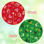 Valentine's Day Tree Skirt Valentine's Decor 36" Love Heart Clover Double Sided Print Mat for Trees St Patricks Day Decor Holiday Party Garden Indoor Home Decorations