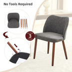 Modern Dining Chairs Set of 4, Upholstered Faux Leather Kitchen Side Chairs with Curved Back, Easy Assembly for Dining Room, Restaurant, Dark Grey PU