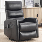Rocker Recliner Chairs, 360° Swivel Rocking Recliner Chair for Adults,Glider Rocker Recliners, Small Recliners with Vibration Massage and Heat for Living Room (Black)