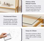 Furnify Console Sofa Table, 52" Modern Entryway Table, 2-Tier Open Shelf with Tempered Glass, Gold Metal Frame Behind Couch Table for Living Room Bedroom Hallway Entrance, White