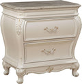 Pearl White 2-Drawer Nightstand with Legs,for Small Spaces