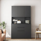 roomfitters 74" Kitchen Pantry Cabinet with Charging Station & USB Ports, Large Food Storage Cupboard, Microwave Stand, Black