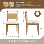 CIMOTA Modern Dining Chairs Set of 6, Mid Century Upholstered Dining Room Chairs with Woven Back, Armless Kitchen Chairs with Natural Solid Wood Legs, Linen Beige