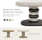24/7 Shop at Home Kavren Modern 22-inch Oval Glossy Pedestal End Table, Stone Shape Living Room Furniture for Small Space, Ivory