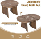 Merax 5-Piece Round Dining Table Set for 4, Extendable Kitchen Table Set with 4 Upholstered Chairs for Dining Room, Kitchen, Small Space, Beige+Walnut