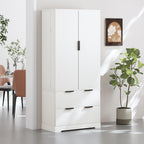 72" Modern Fluted Kitchen Pantry Cabinet, Freestanding Food Storage Cupboard with 2 Large Drawers & 8-Door Spice Rack,Storage Organizer for Kitchen, Bathroom, Dining Room,White