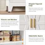 COFaR White Farmhouse Storage Kitchen Pantry Cabinet with 2 Barn Door, 3 Adjustable Shelves and Legs, for Cupboard/Dining Room/Bathroom/Living Room/Office/Laundry Room (White, 61" Farmhouse)