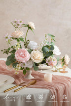Ling's moment Fake Flowers Box, Faux Artificial Greenery Stems Foam Roses Silk Peony Eucalyptus Fabic Flower for Centerpieces Bouquet Wedding Vase Floral Decorations, Cream & Blush, Deluxe Combo