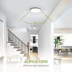 ASD LED 12" Round Flush Mount Ceiling Light Fixture, Low Profile Surface Lighting | 5CCT, Dimmable, Ultra-Thin, ETL Listed | 24W 1900LM 2700-6000K 120V | Kitchen, Hallway Lamp | Nickel, 4 Pack