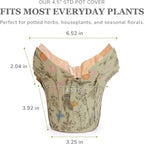 Premium 4.5” STD Plant Pot Covers, Decorative Plant Sleeve for Indoor & Outdoor House Plants, Reusable and Gift-Ready for Flower Pots, Green-Print, Pack of 5