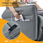 Power Swivel Rocker Recliner Chair with USB Charging Port | PU leather, 270° swivel, power recline, rocking motion, USB & Type-C ports, side pockets, 330 lb capacity, living room