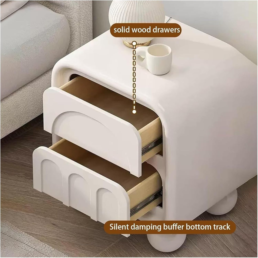 Nightstand, Night Stand, Bedside Table W/2 Wooden Drawers Modern Night Stand W/Spherical Cabinet Feet