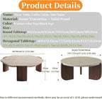FORRTY Coffee Table,Sofa Table,End Tables, Slate Stone+Solid Wood, Sturdy And Durable,Waterproof And Scratch-resistant,Easy To Install,Suitable For Living Room,Bedroom, Study，balcony Other Spaces(Roun