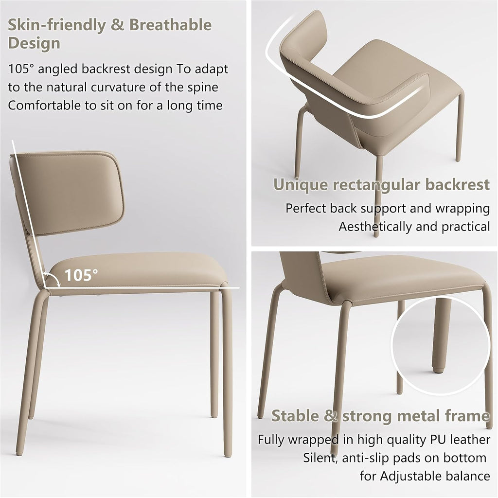 YOUNIKE Upholstered Dining Chair Single Premium Faux Leather Kitchen Dining Room Chair with Back Modern Padded Comfy Accent Side Chair for Living Room, Bedroom, Cafe Black