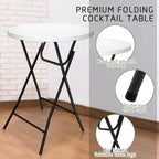 Wenqik 4 Pcs 32'' High Top Cocktail Table White Round Bar Height Folding Table with Removable Legs and 4 Pcs 32x43'' Cocktail Tablecover Spandex Stretch