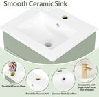 JIVOIT 18" Bathroom Vanity with Ceramic Sink, Vanity Cabinet with Door Shelf& Storage Rack & Adjustable Shelf, Soft Closing Door, Single Vanity Set for Small Bathroom