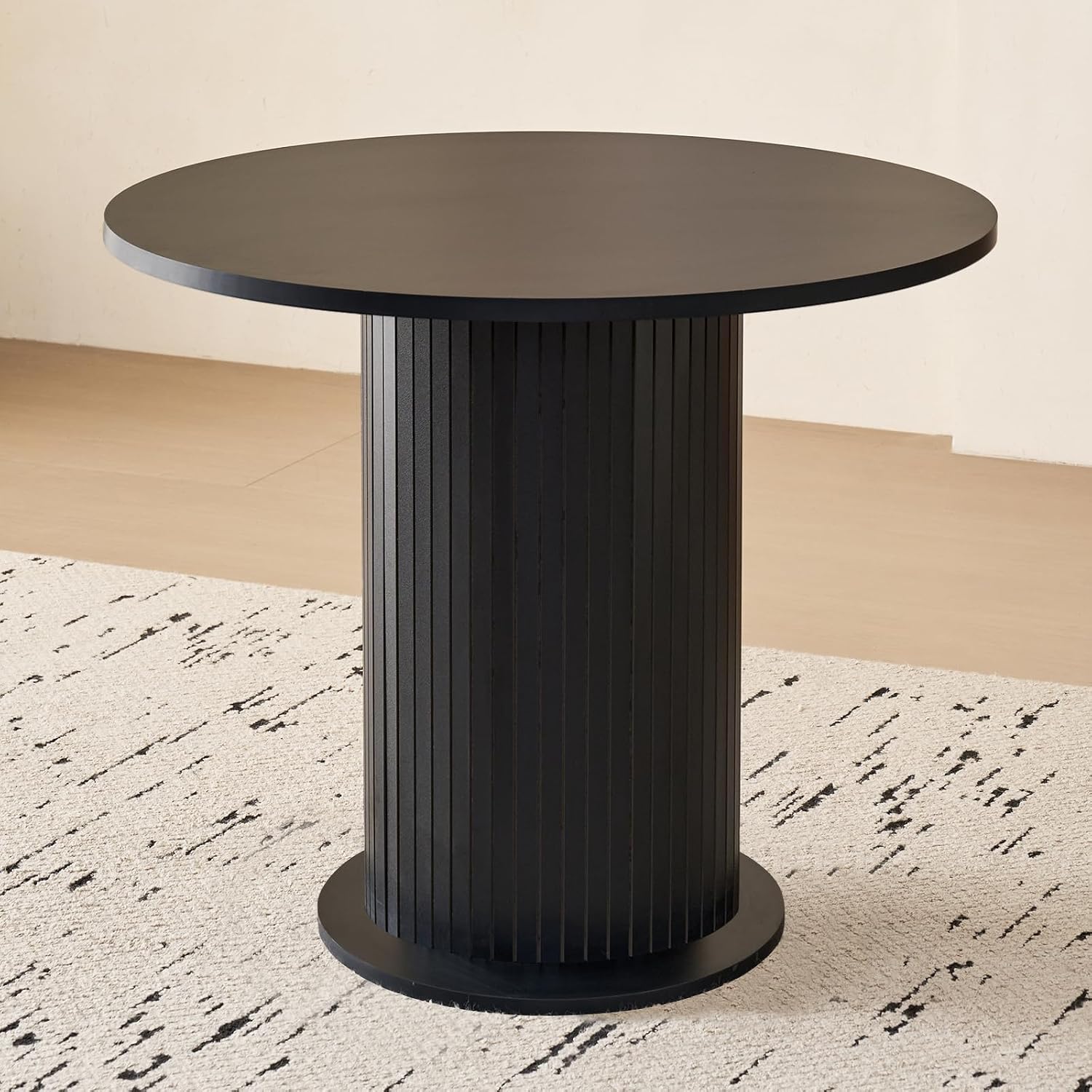 31.5" Round Dining Table for 2, Modern Small Pedestal Kitchen Table, Space Saving, for Apartment Dining Living Room,Black