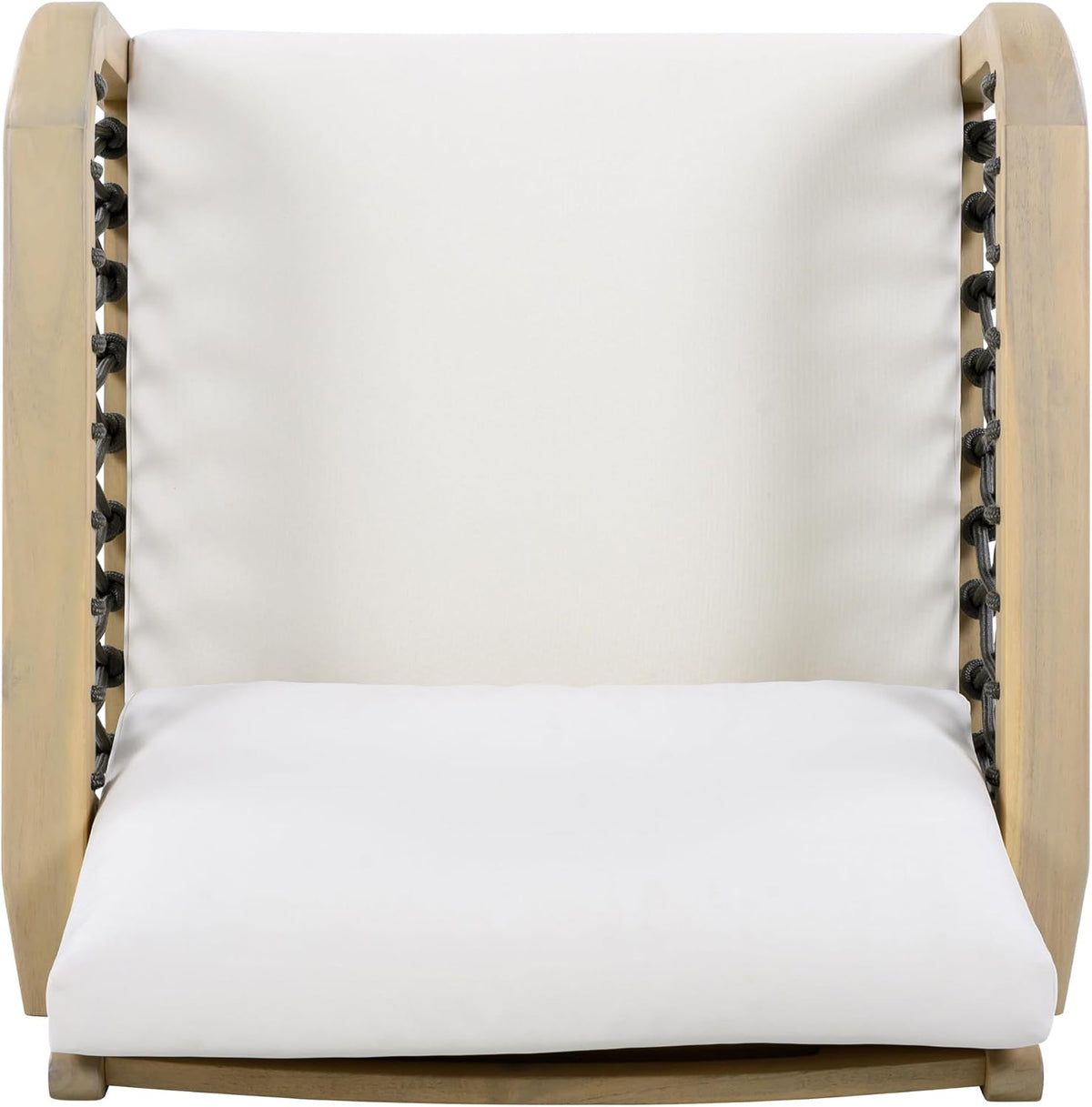 Outdoor Acacia Wood Club Chair with Handwoven Rope, Weather-Resistant, Set of 2, Light Teak Finish, 400 Lbs Capacity