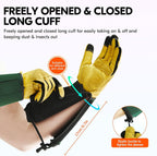 Vgo... Safety Work Gloves Men,Extra-long Cuff, Cow Grain Leather,Puncture-proof, Thornproof, Durability, Touchscreen,Gardening (1 Pair,Size L, Golden Green, CA7472)