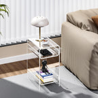 Clear Acrylic Side Table, Narrow Nightstand Bedside Table for Bedroom, Skinny Small End Table (Clear Wide, 11.8'' x 15.7'' x 21.7")
