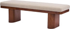 Christopher Knight Home 55" Chenille Upholstered Bench with Solid Rubber Wood Legs, Modern Farmhouse Bedroom Bench, Padded Entryway Bench Seat, Dining Bench for Living Room End of Bed, Light Brown